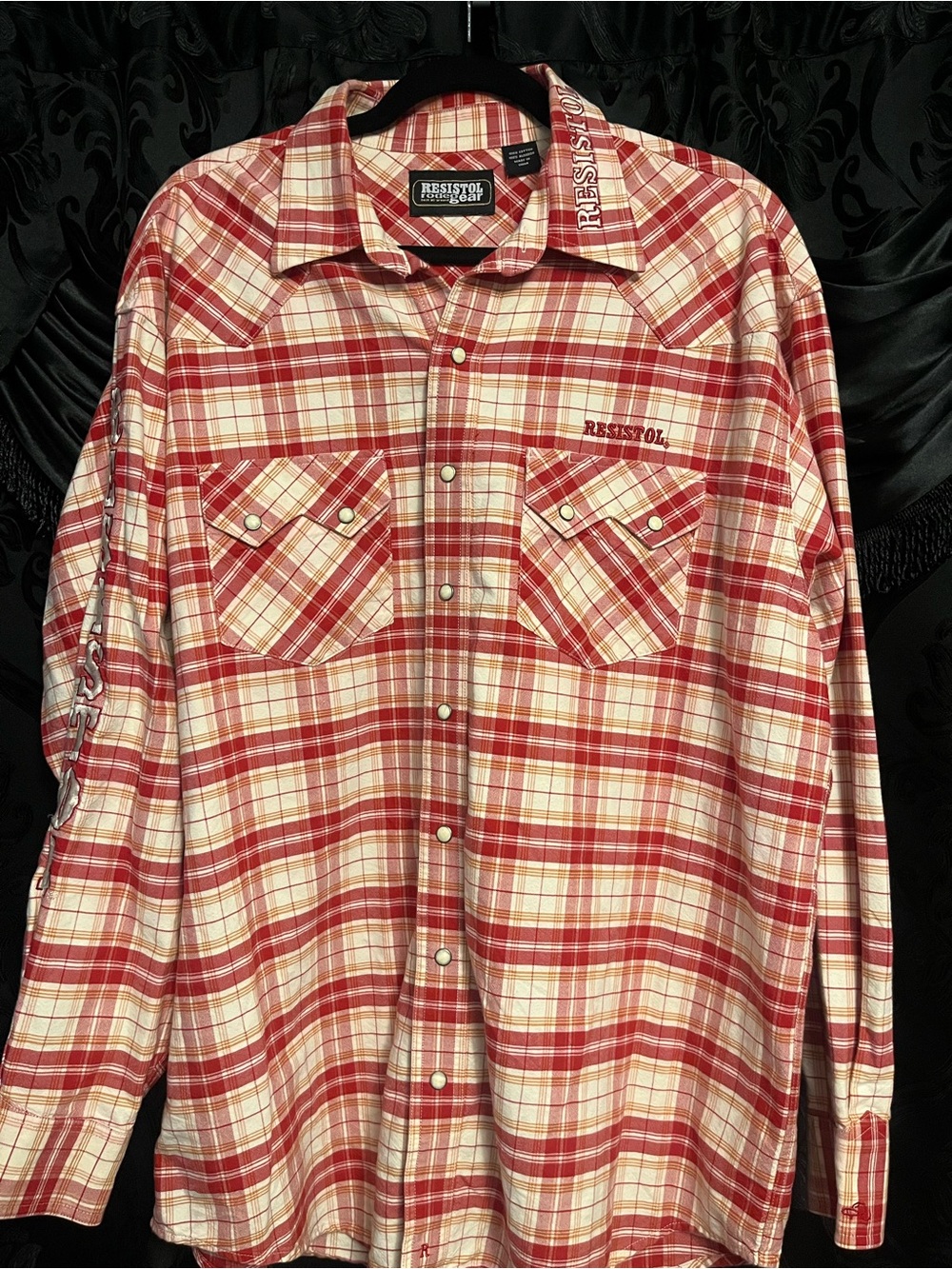 Men's Resistol Red Plaid Western Button-Up Shirt